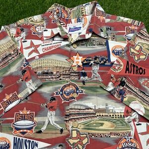 Reyn Spooner Houston Astros Hawaiian Shirt Men's 2XL Classic Astros History AOP‎